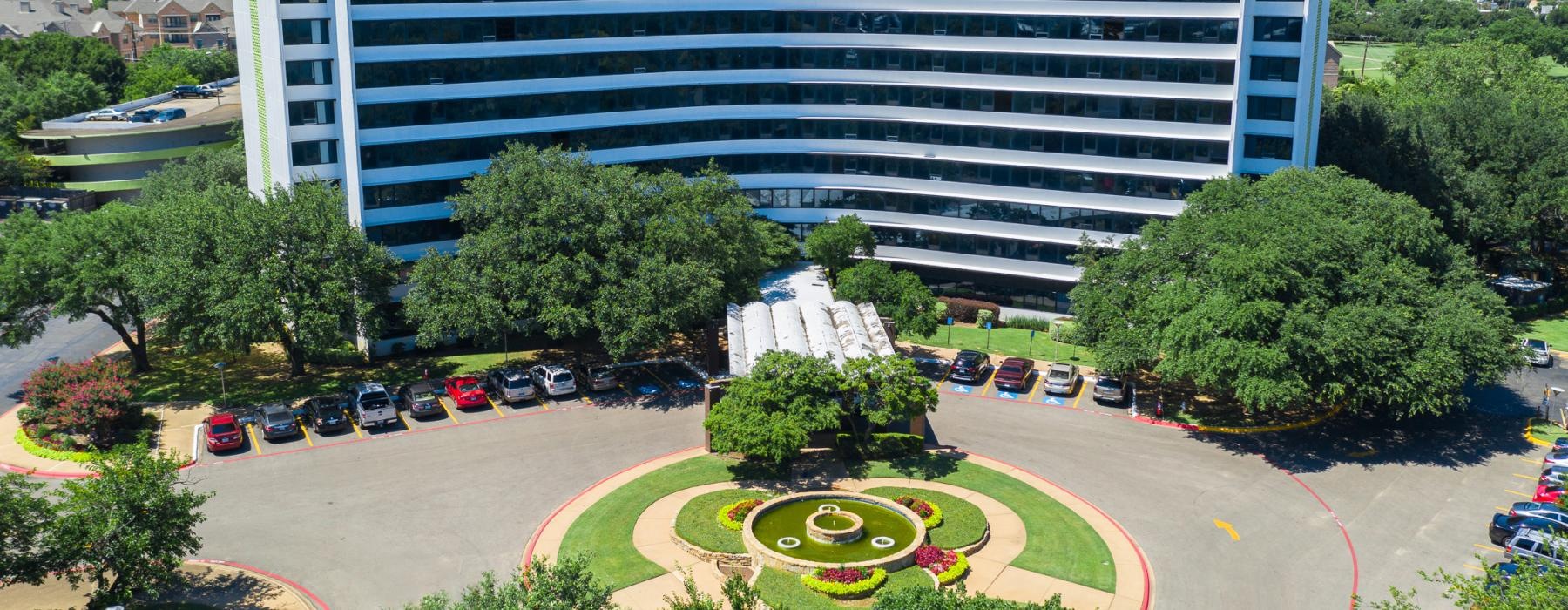 a building with a parking lot