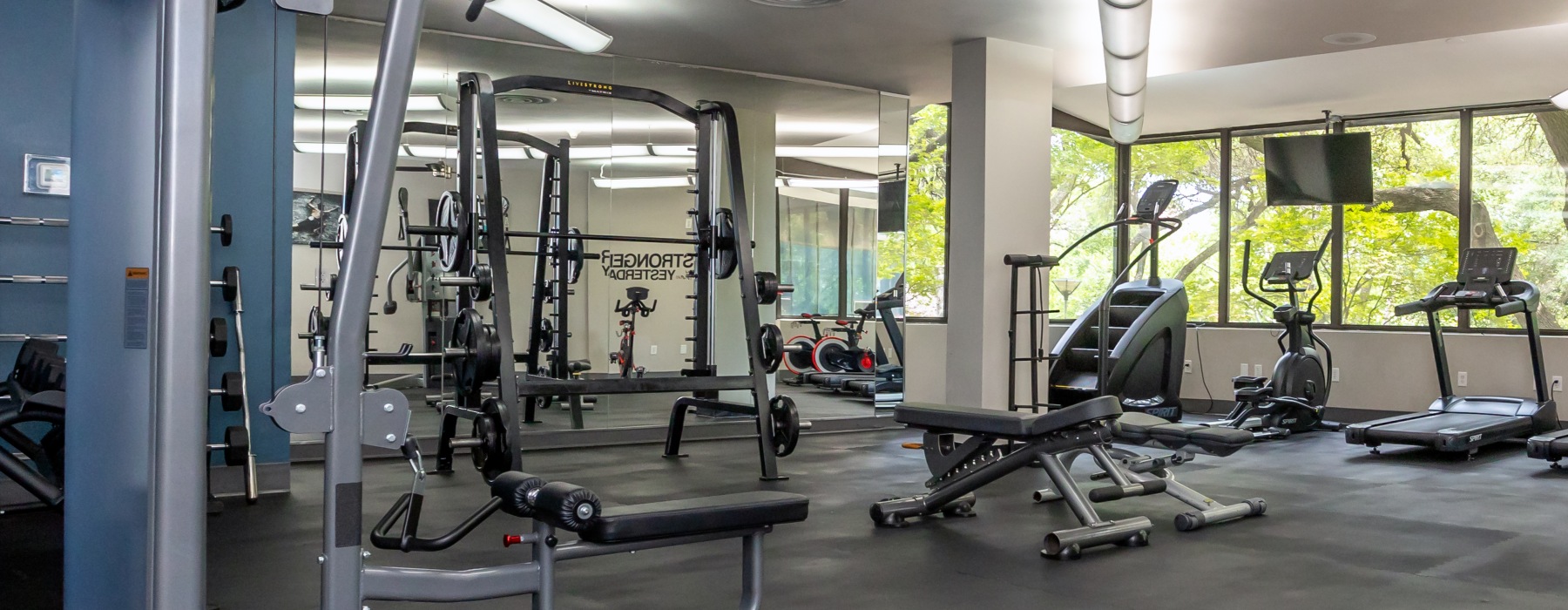 a gym with exercise equipment