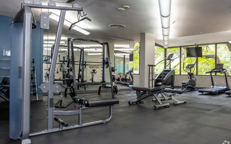 a gym with exercise equipment