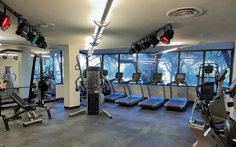 a gym with exercise equipment